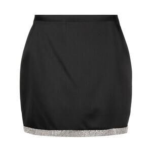 Reformation Tatiana Crystal Embellished Black Satin Mini Skirt 0 party glam y2k